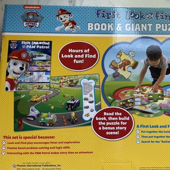 PAW PATROL - First Look and Find Book & Giant Puzzle (40 Pcs), Nickelodeon - New - Picture 7 of 12